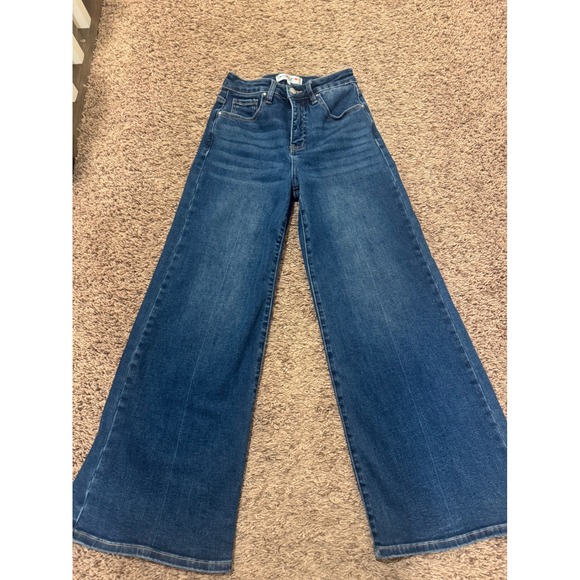 Risen The Opalite High Rise Dark Wash Tummy Control Palazzo Jeans - Picture 4 of 7